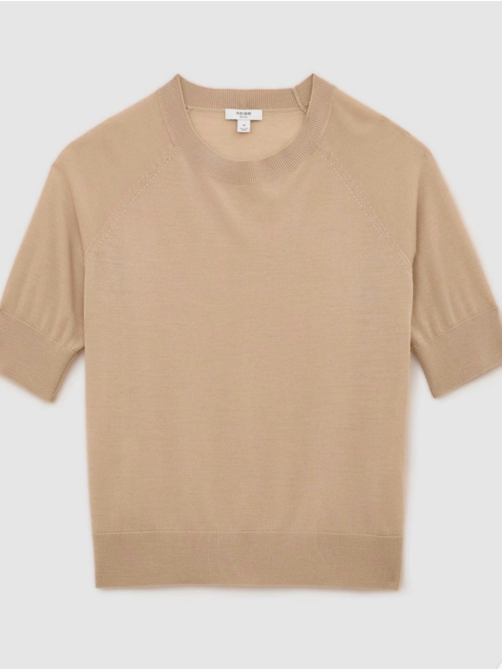 Reiss Suzzie Marino Wool Women’s Short-Sleeve Tee - Beige